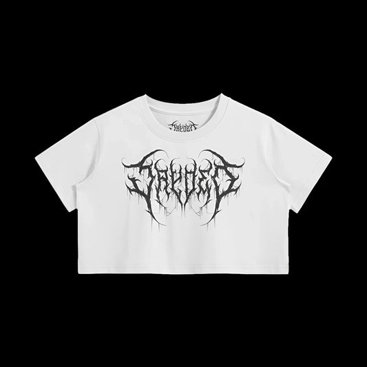 "LOGO" (WHITE) CROP TOP