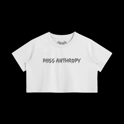 "MISS ANTHROPY" (WHITE) CROP TOP